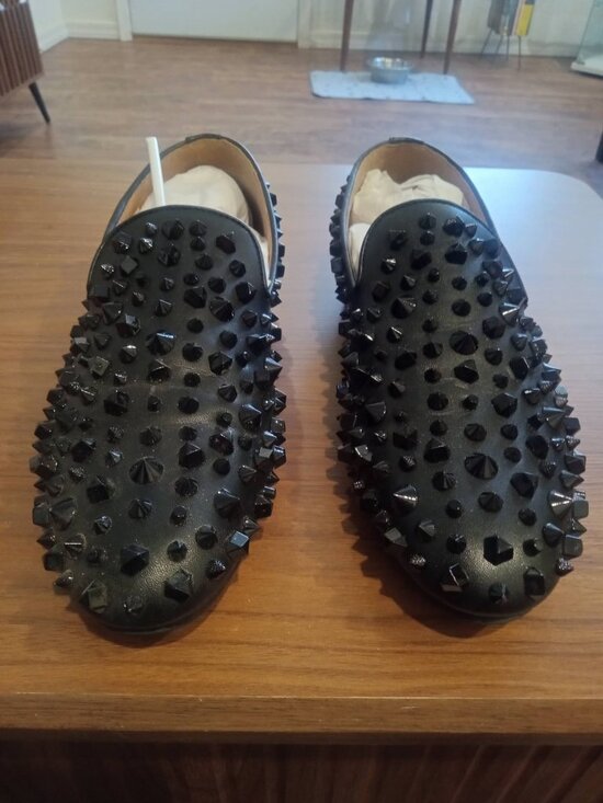 Steve Madden Other - Steve Madden Black Leather, Black Spike Studded Loafers Size 10M